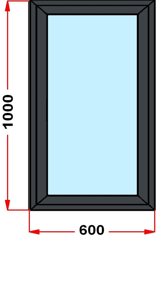 Окно пластиковое, профиль 70 мм, (1000 х 600), с поворотно-откидной створкой, стеклопакет 3 стекла, левое #1