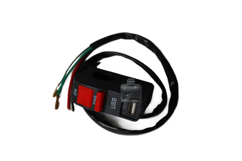 Кнопка (выключатель) с разъемом для USB-зарядки на руль 22 мм, черный ...