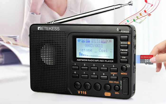 Радиоприёмник Портативный Цифровой с Диктофоном купить по низкой цене с ...