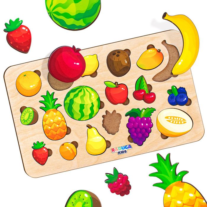 Пазлы для малышей Фрукты Ягоды, развивающие игрушки от 1 года ...