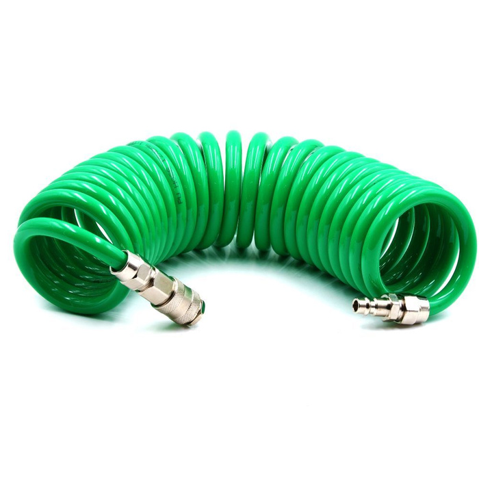 Шланг HQ-AH05-1012GREEN пневматический полиуретановый спиральный, 10м ...