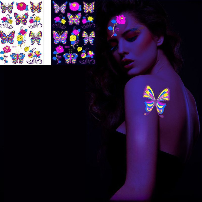 Светящиеся в темноте татуировки-наклейки - для взрослых и детей ...