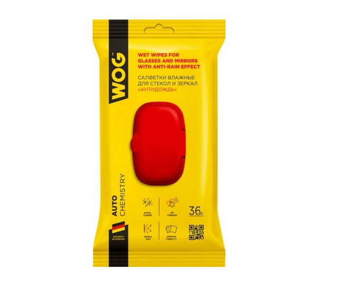 WOG Салфетки влажные для стекол и зеркал "Антидождь" 36 шт - купить с ...