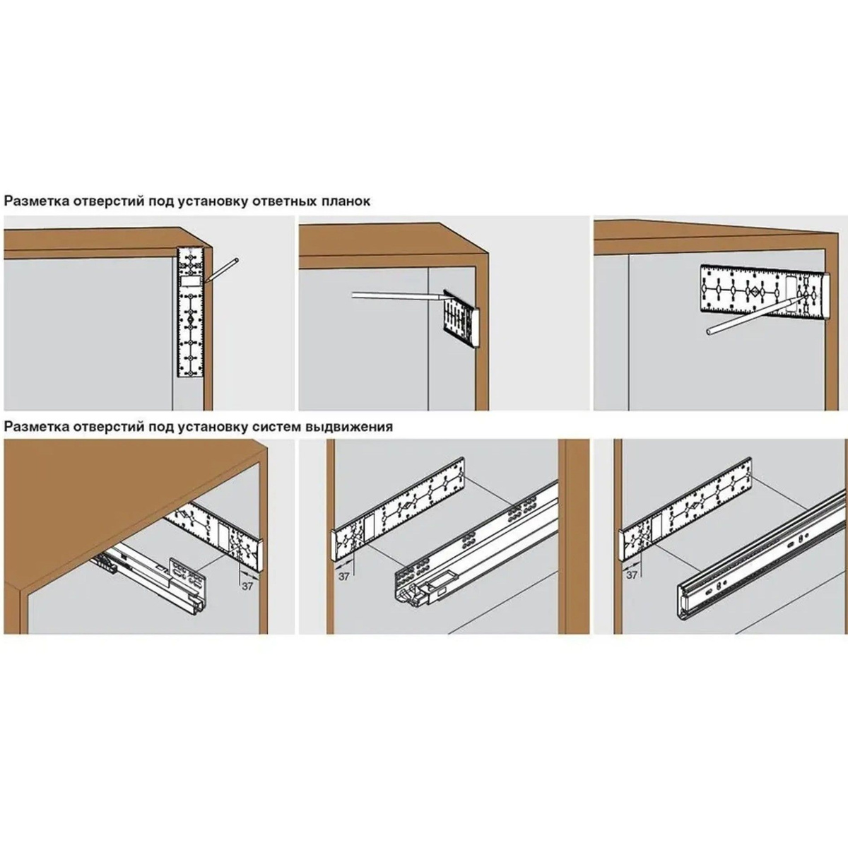 Как разметить отверстия под мебельные направляющие для ящиков