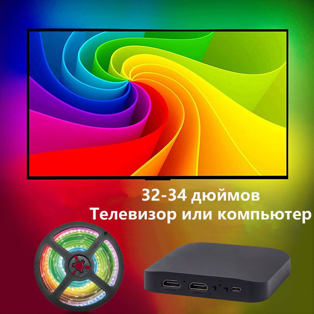 Лампа подсветки Синхронизированная световая полоса с музыкой на экране ...