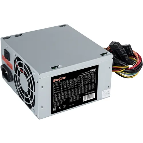 ExeGate EX282066RUS Блок питания 550W AB550 (ATX, 8cm fan, 24pin, (4+4)pin, PCI-E, 3xSATA, 2xIDE)