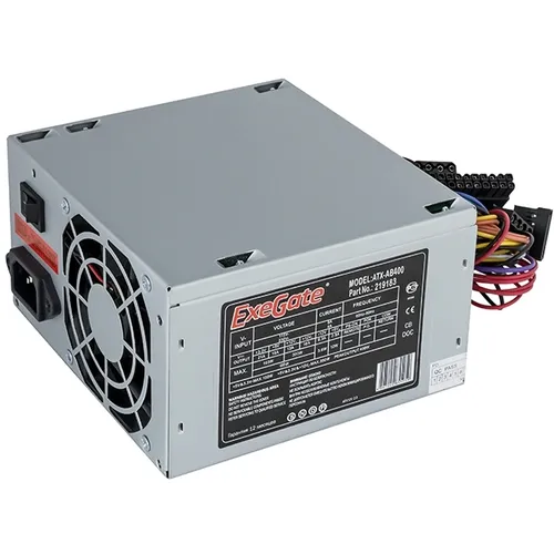 Exegate EX219183RUS /251760 Блок питания 400W ATX-AB400 OEM, 8cm fan, 24+4pin, 2*SATA, 2*IDE