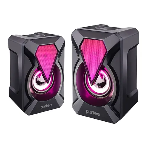 Колонки Perfeo "FLAMES" (PF_A4439), 2.0, мощность 2х3 Вт, USB, чёрный, Game Design, LED подсветка 7