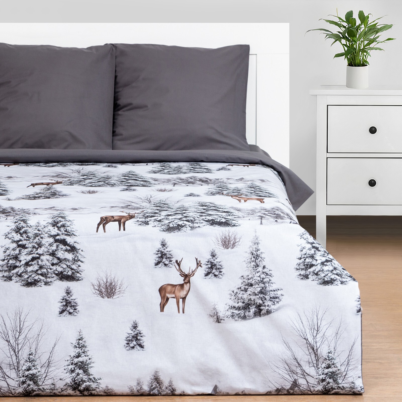 Постельное белье Этель 2 спальное "Snow forest" 175х215 см, 200х220 см, 70х70 см - 2 шт, поплин