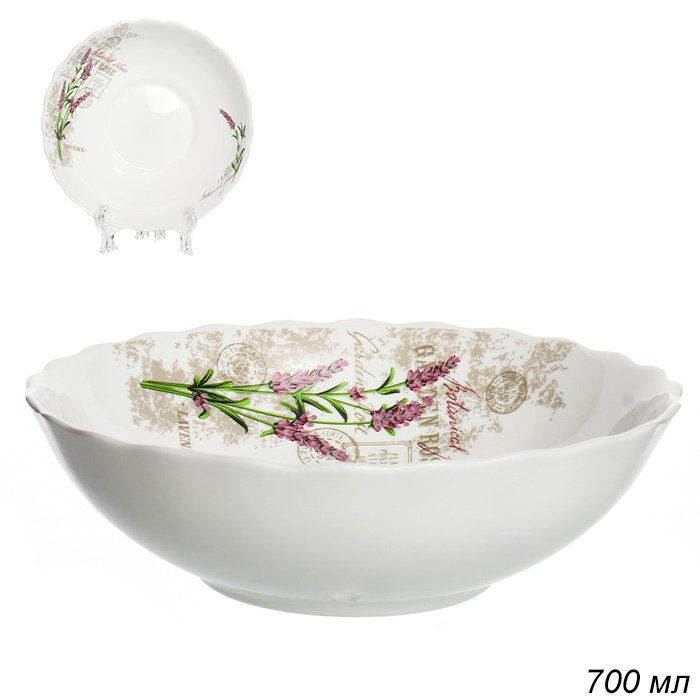 Салатник WHITE LILY Лаванда , 700 мл, диаметр 17,5 см, сиреневый, стеклокерамика