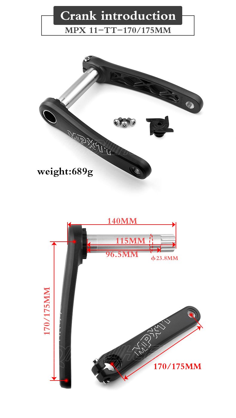 PROWHEEL MPX11-TT-L/R, шатун для горного велосипеда, 175 мм, с передней ...