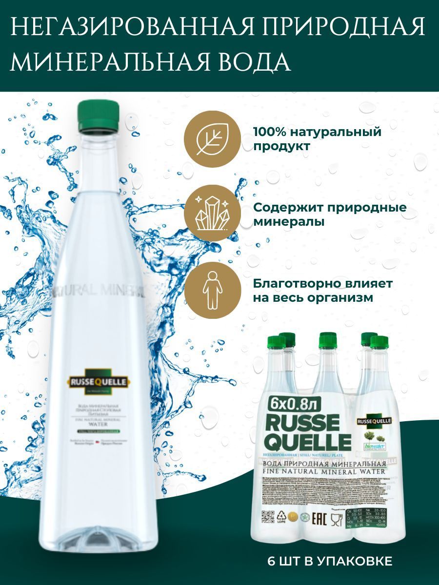 RusseQuelleВодаМинеральнаяНегазированная800мл.6шт