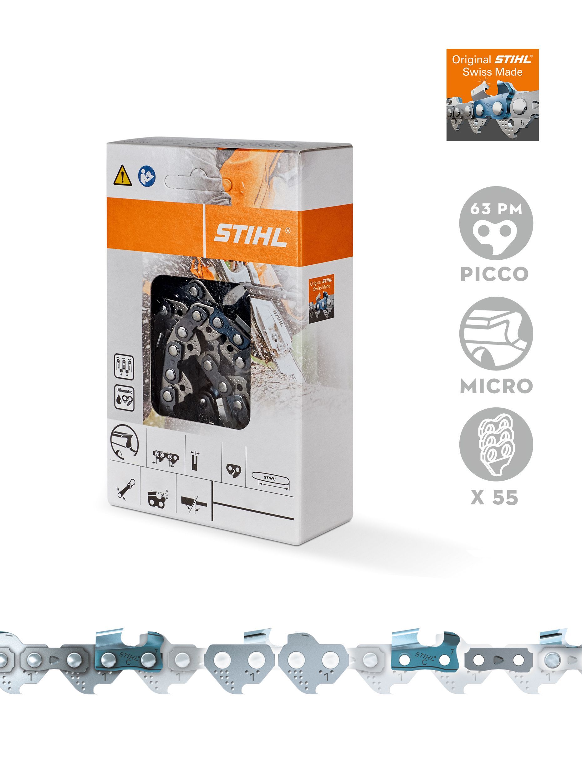 Цепь для бензопилы STIHL 63 PM Picco Micro, 1.3 мм, шаг 3/8