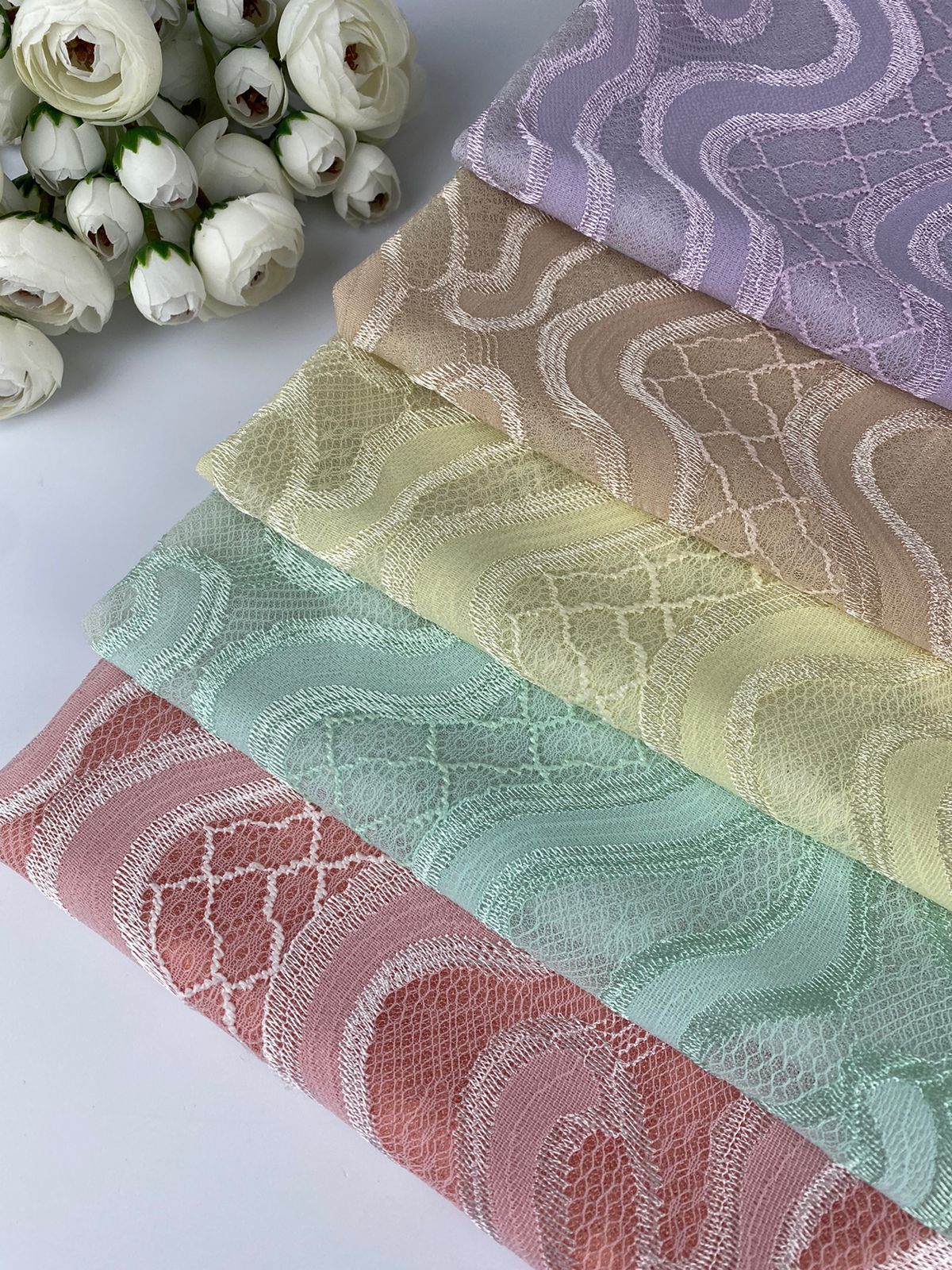 Ткань Гипюр волны, для шитья одежды и рукоделия, отрез гипюра 4м*135см ...