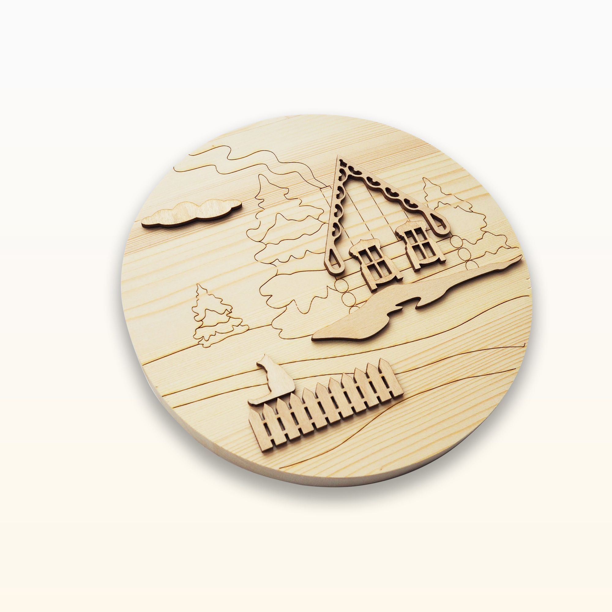 Картина по номерам на дереве Дом у озера. Деревянное панно. 20х20 см ...