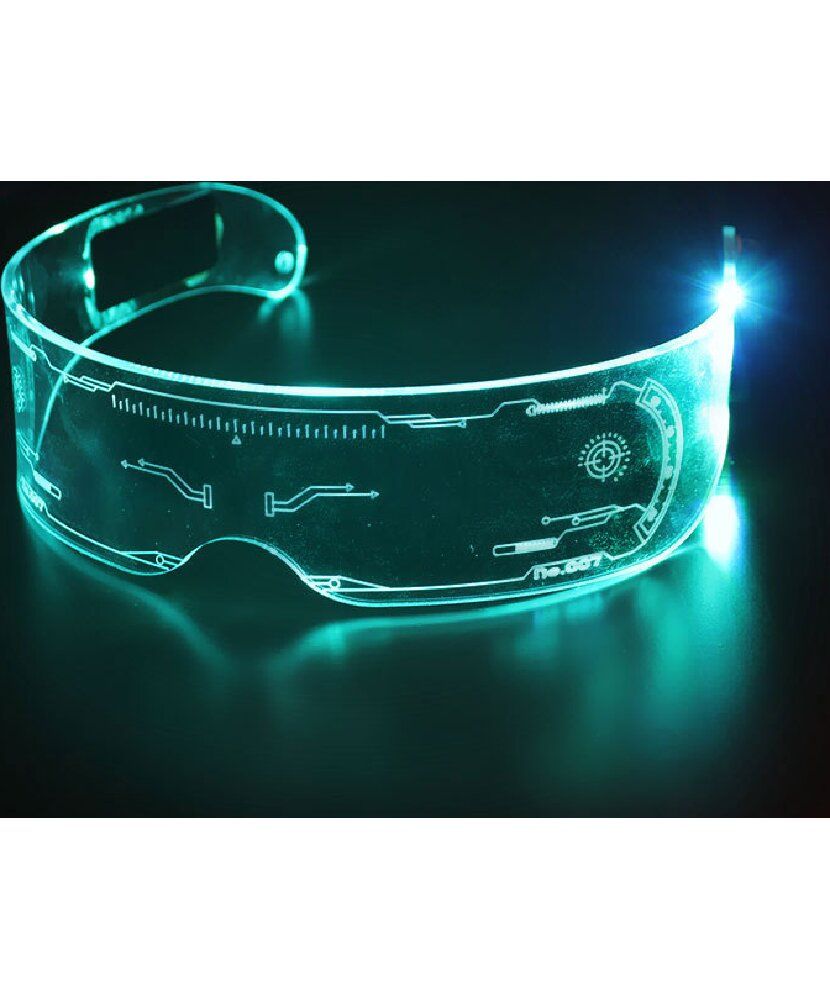 Светящиеся LED киберпанк очки / Прозрачные неоновые очки с подсветкой 7 ...