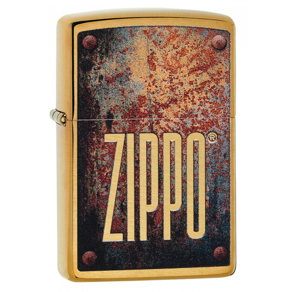 Зажигалка бензиновая ZIPPO Rusty Plate Brushed Brass #1