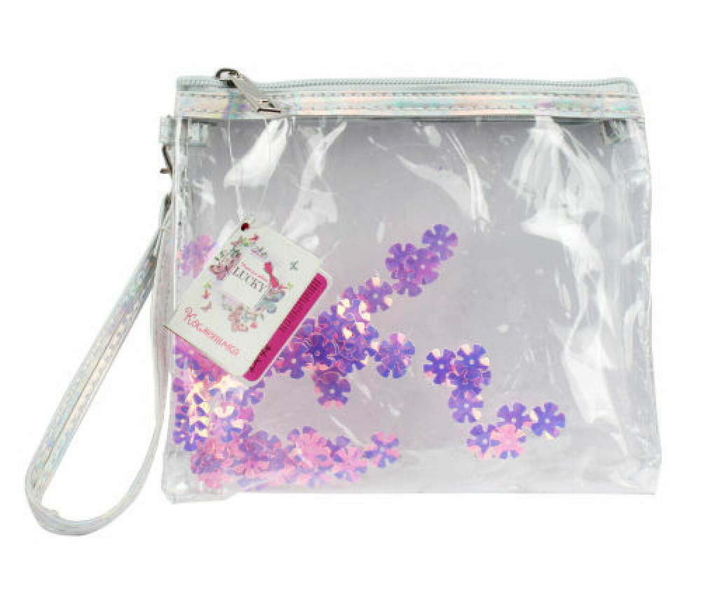 Косметичка Lucky на молнии, с пайетками-цветочками 19х15 см (Т14346 ...