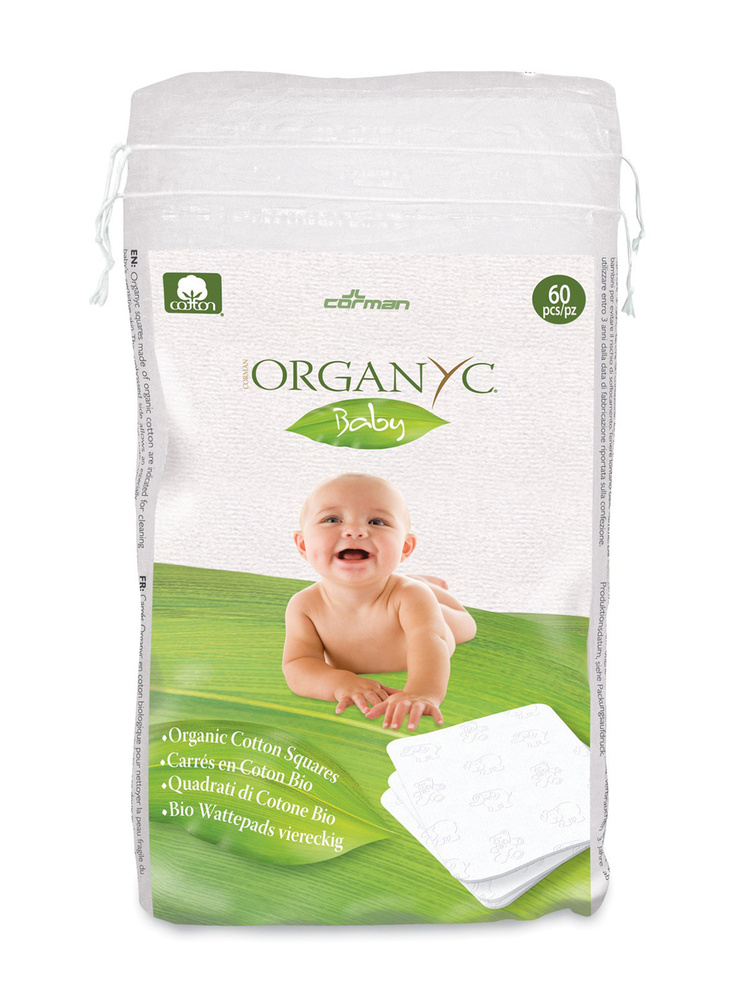 Organyc Органические детские ватные подушечки для нежной и чувствительной кожи Гипоаллергенные 60 шт #1