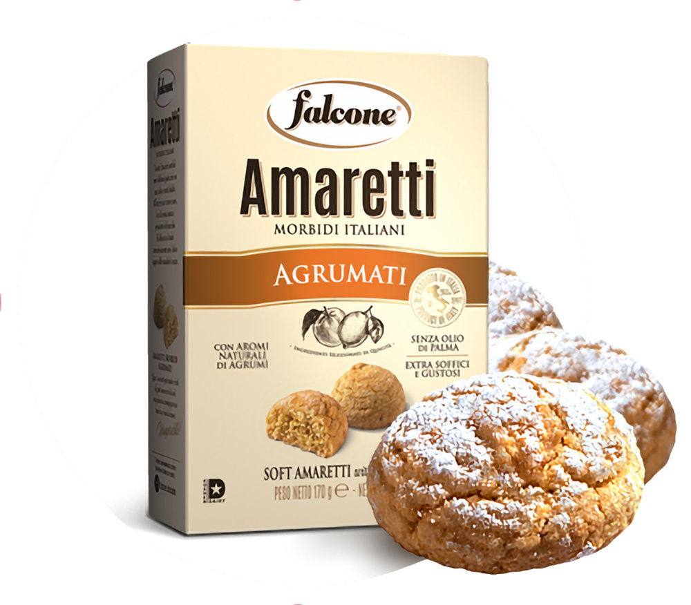 Печенье сдобное Falcone Amaretti (Амаретти), мягкие с ароматом цитрусовых, 170 г  #1