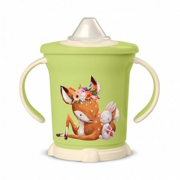 Поильник с ручками и декором 270мл салатовый - купить с доставкой по ...