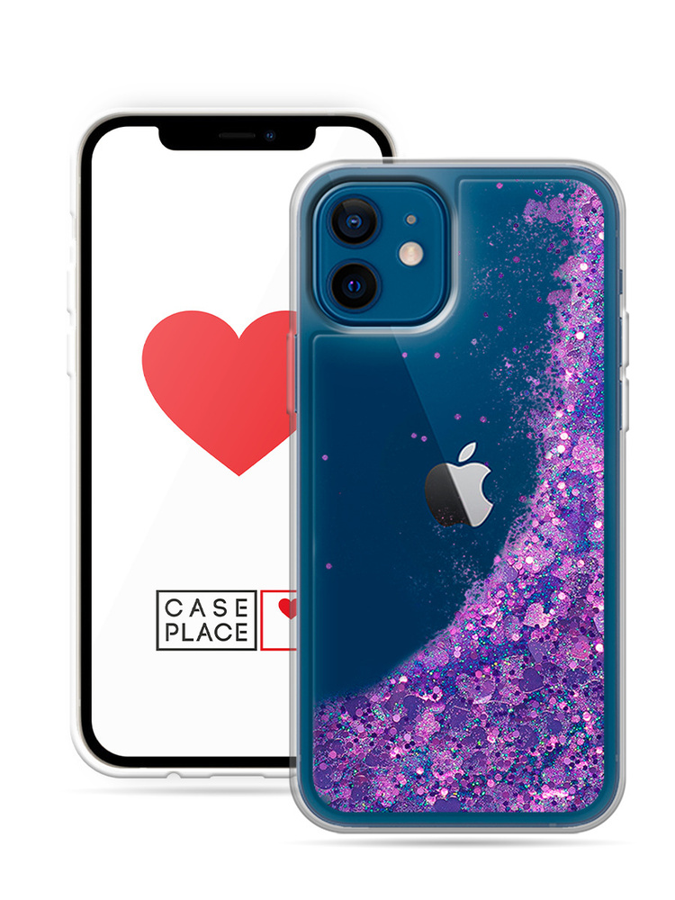 Жидкий переливающийся чехол с блестками на Apple iPhone 12 Mini / Айфон ...