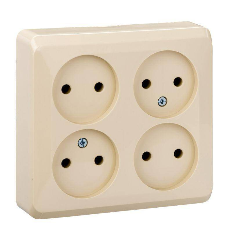 Розетка 4-м ОП Этюд 16А IP20 без заземл. крем. SchE PA16-205K - купить ...