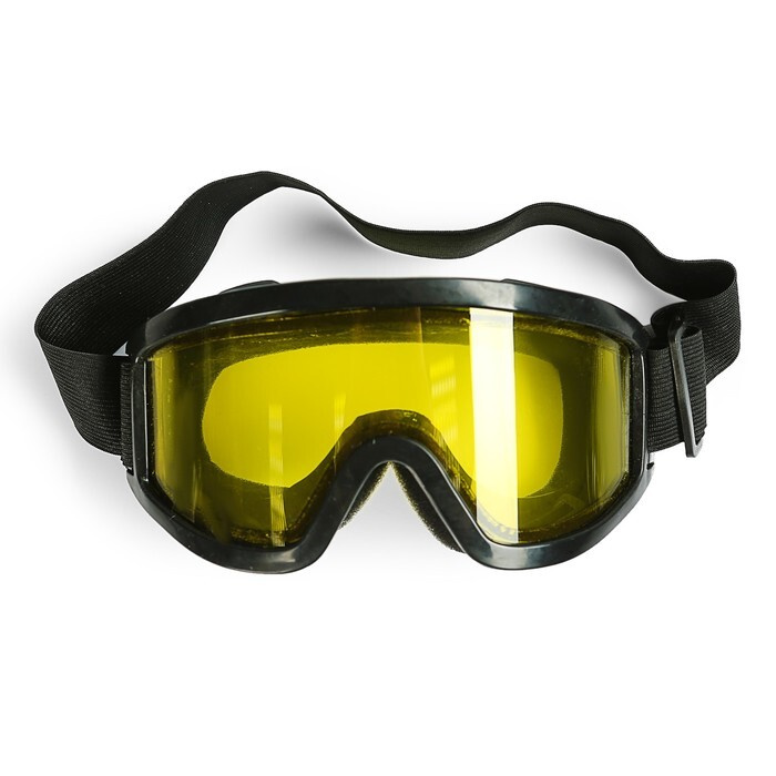 Очки-маска для езды на мототехнике, стекло двухслойное желтое, цвет черный  #1