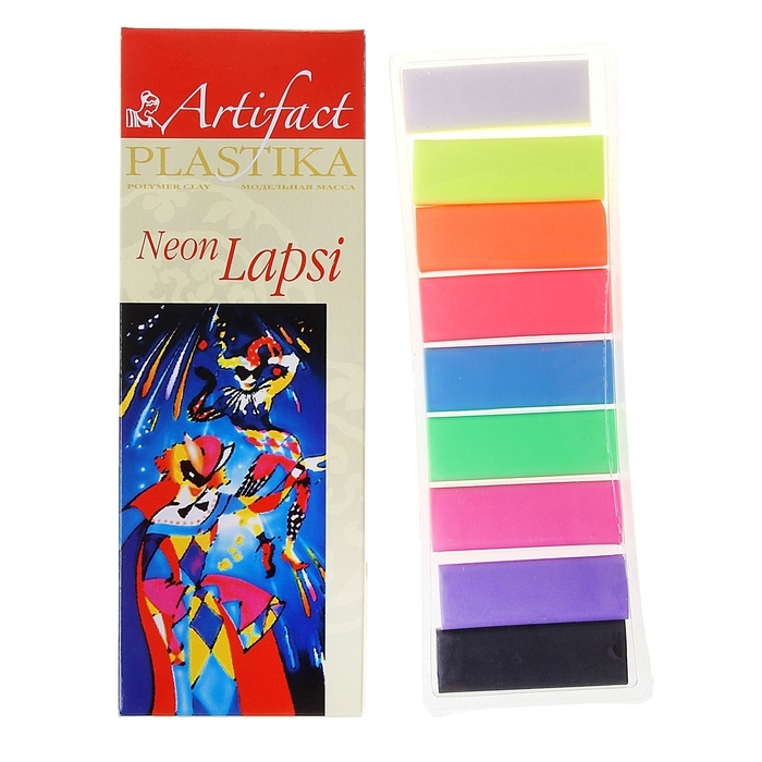 Пластика - полимерная глина набор, LAPSI NEON, 9 цветов по 20 г #1