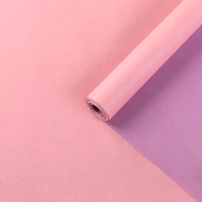 Бумага упаковочная крафт, двусторонняя, Розовый+Сиреневый, 0.72 х 10 м, 50 г/м2  #1