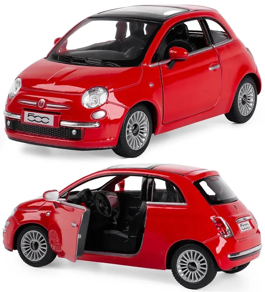 Машинка металлическая Fiat 500 2007 Фиат Kinsmart 1:28 5345DKT цвет красный  #1