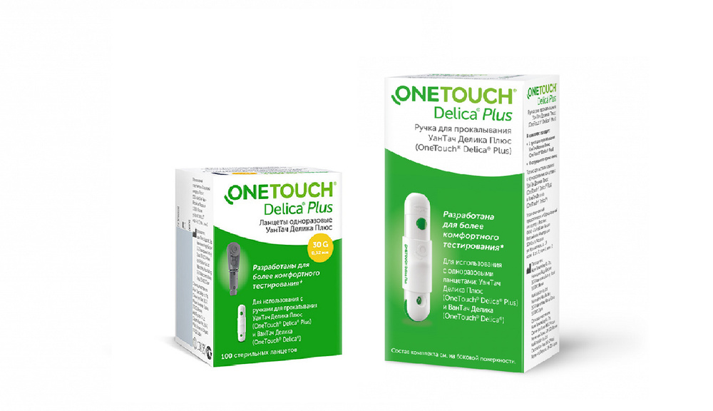 Прокалыватель "One Touch Delica PLUS" + Ланцеты "One Touch Delica Plus ...