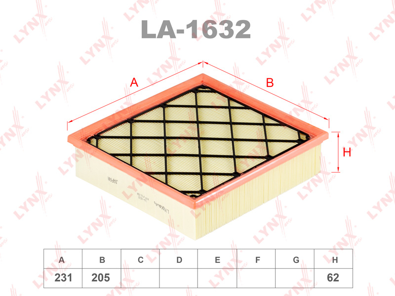 LYNXauto Фильтр воздушный Пылевой арт. LA1632 #1