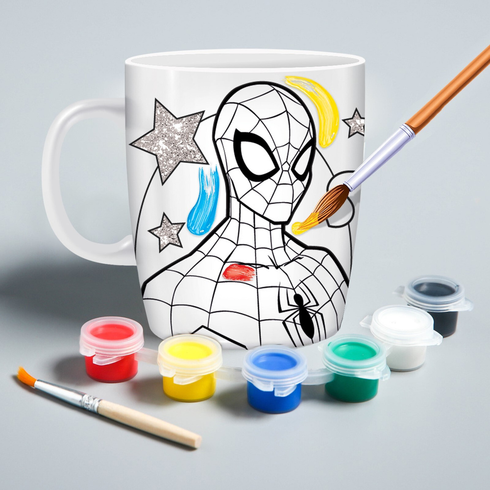 Кружка под роспись MARVEL Человек-паук "Spider-Man", набор для творчества с красками, 250 мл  #1