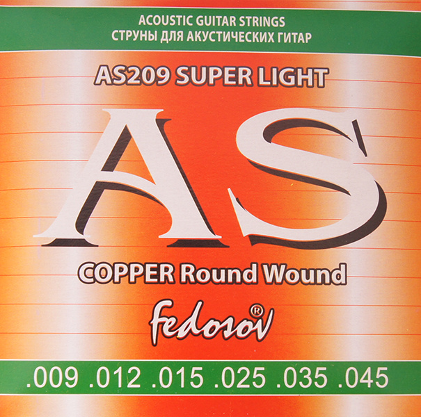 AS209 Copper Round Wound Комплект струн для акустической гитары, медь, 09-45, Fedosov  #1