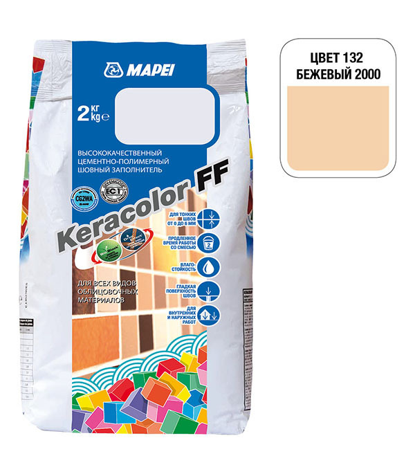 Затирка цементная Mapei Keracolor FF 132 бежевая 2 кг #1