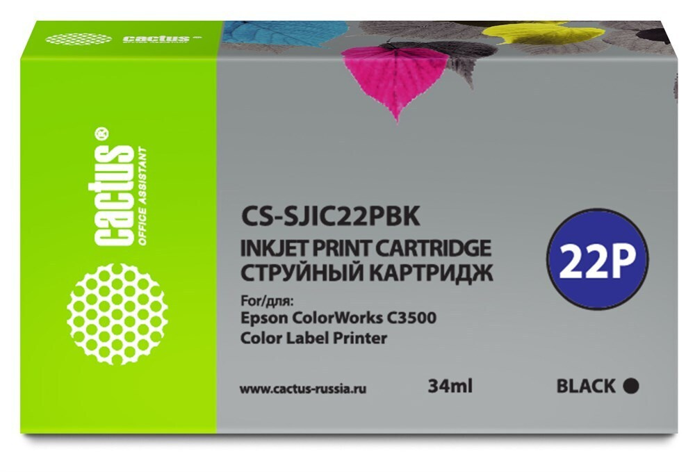 Картридж струйный CACTUS CS-SJIC22PBK / C33S020601 черный 34 мл., для Epson  #1