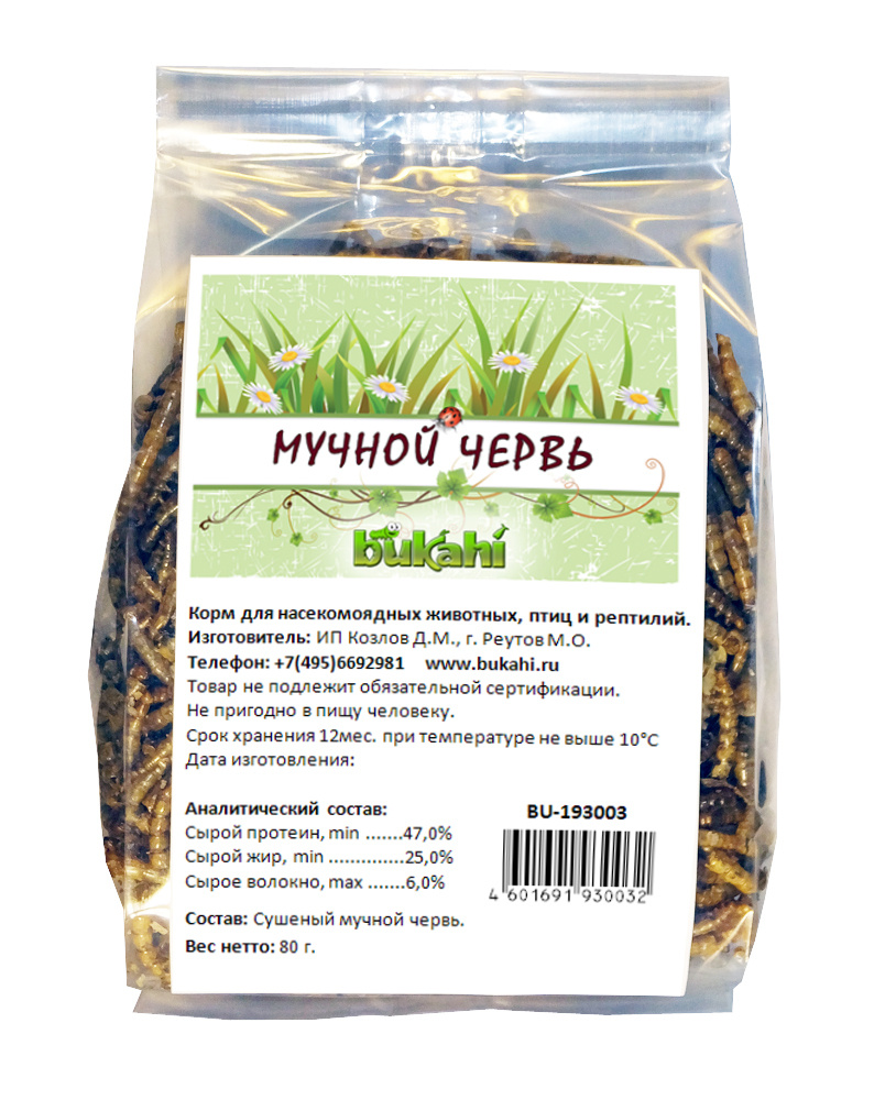 Мучной червь сушеный Bukahi, 80г #1