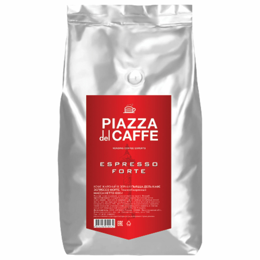 Кофе в зернах PIAZZA DEL CAFFE "Espresso Forte" натуральный, 1000 г, вакуумная упаковка, 1097-06, 1ед. #1