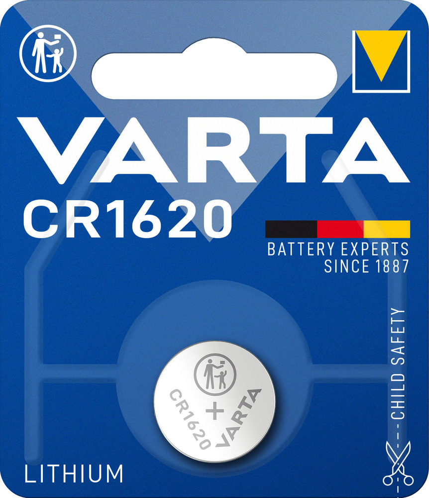 Varta Батарейка CR1620, Литиевый тип, 3 В, 1 шт - купить с доставкой по  выгодным ценам в интернет-магазине OZON (502375508)