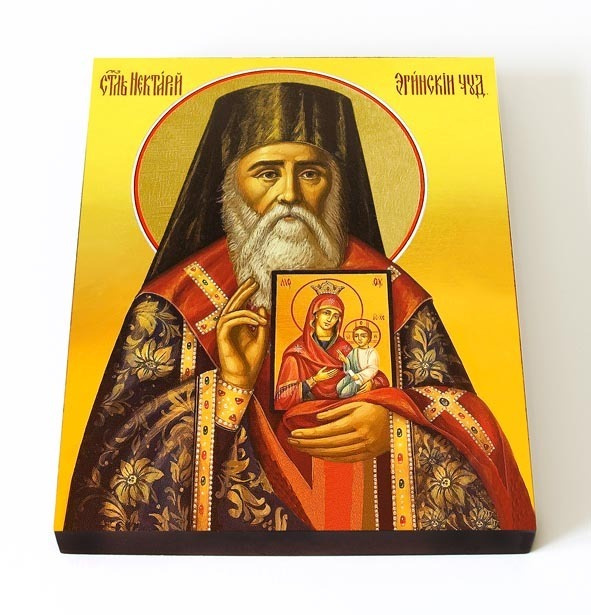 Святитель Нектарий Эгинский, митрополит Пентапольский (лик № 484), икона на доске 13*16,5 см #1