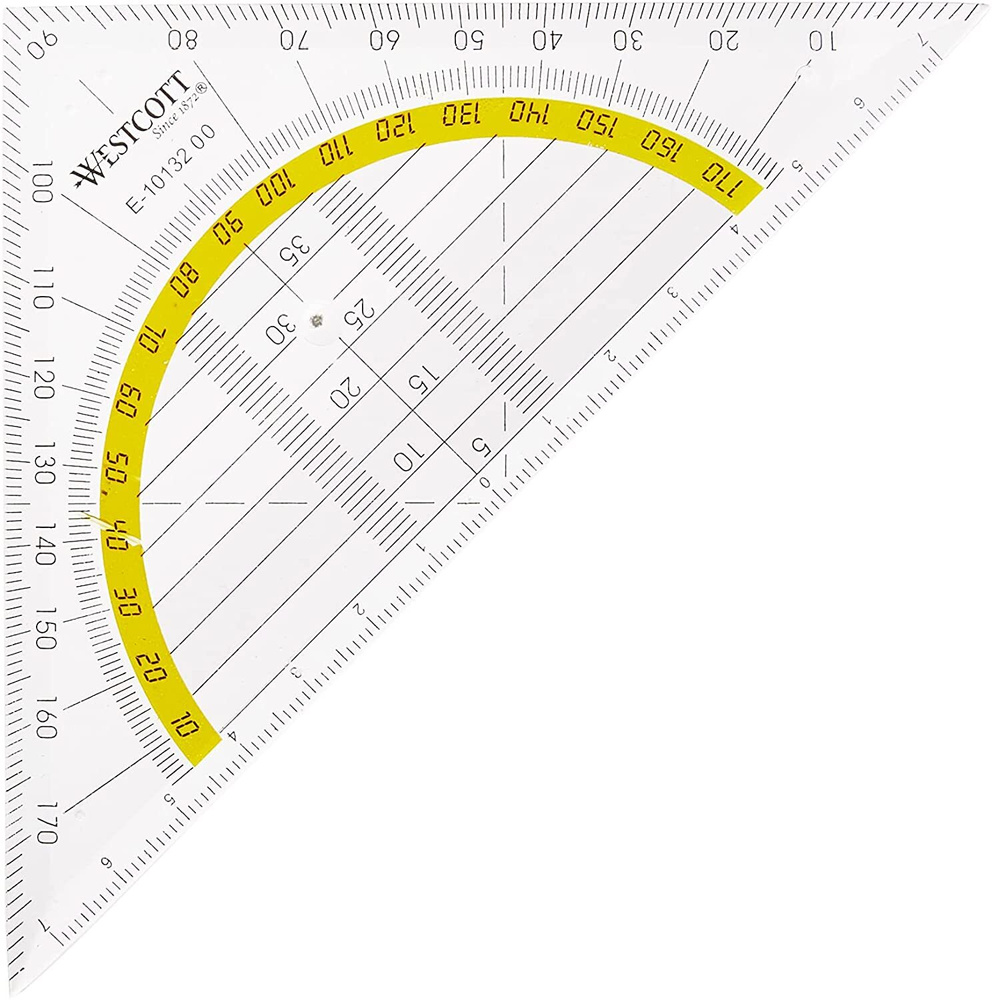 Линейка-угольник WESTCOTT flex, транспортир, 14 см, 2 шкалы, мягкий, прозрачный, блистер  #1