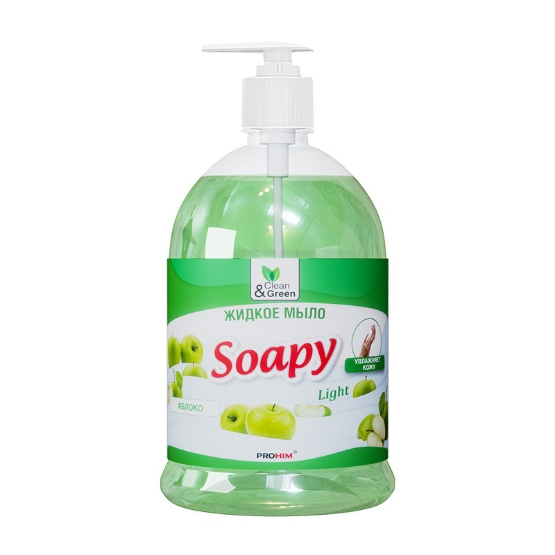 Жидкое мыло "Soapy" эконом "яблоко" с дозатором 1000 мл. Clean&Green ...