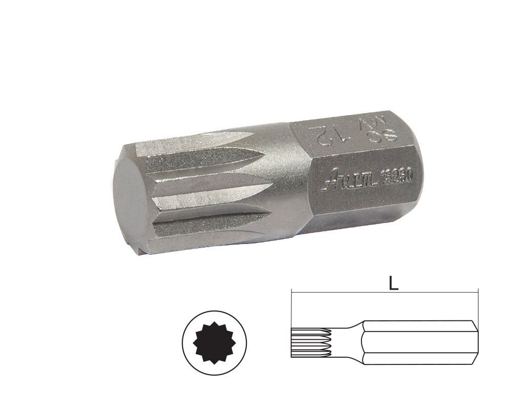 Бита SPLINE (12-ти гранная) М12 10мм короткая 30мм AIST 1323012M #1