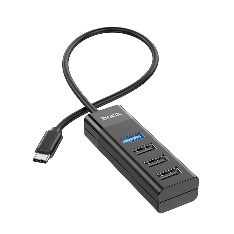 USB HUB, ЮСБ ХАБ, HOCO HB25 c USB на 1 USB 3.0 + 3 USB 2.0, черный #1