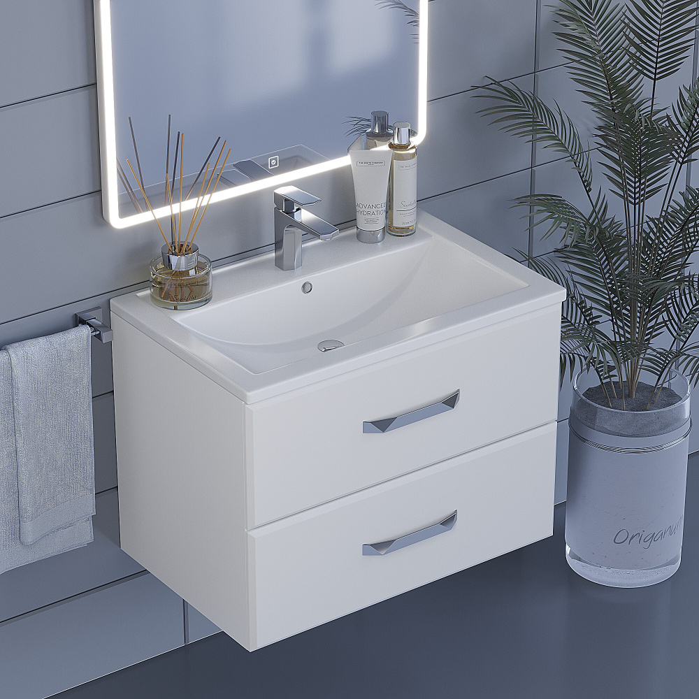 Тумба с раковиной для ванной Uperwood Foster 70х45х38 см, подвесная ...