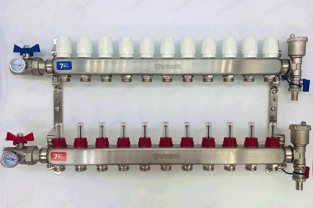 Коллекторная группа с расходомерами и кранами 1"x3/4" нерж. 12 выходов ViEiR арт. VR113-12  #1