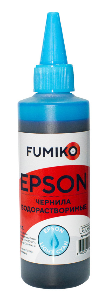 Чернила FUMIKO для Epson, 100мл., водорастворимые, Светло-голубой / Light Cyan  #1