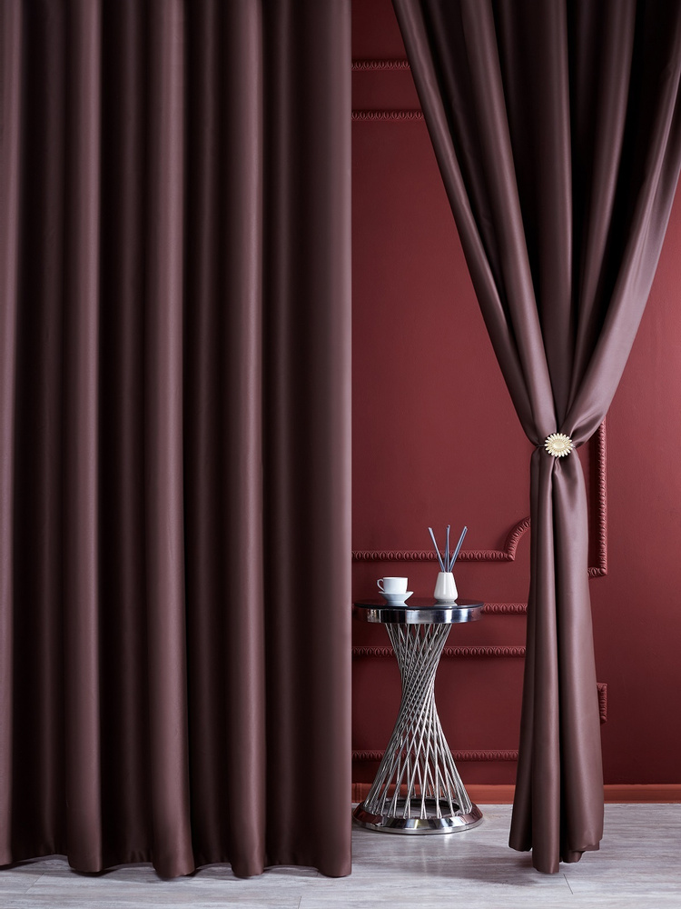 Айвори Комплект штор Блэкаут-Жасмин 270х400см, тёмно-коричневый  #1