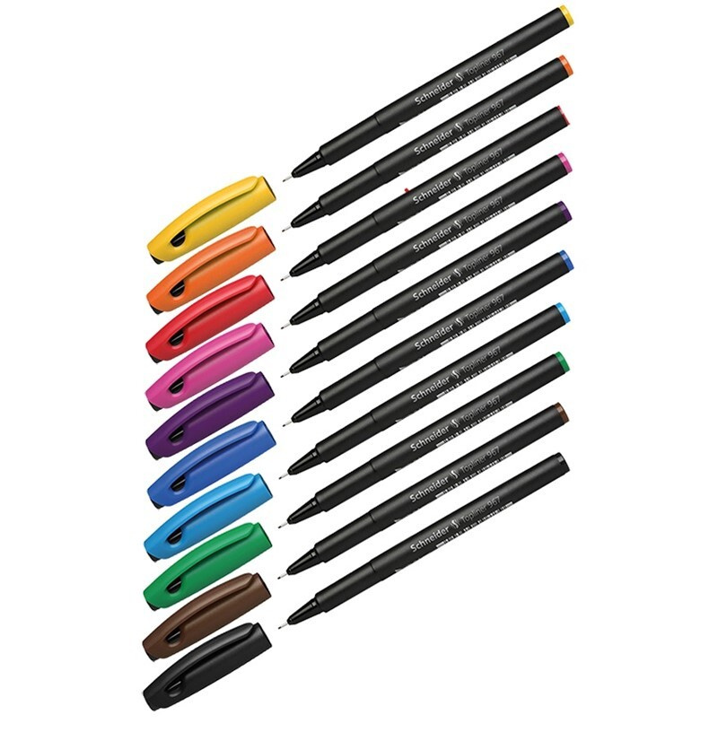 Набор капиллярных ручек Schneider Topliner 967, 10 цветов, толщина линии 0,4 мм  #1